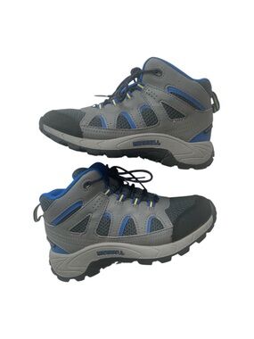 Merrell Kids' Oakcreek Mid Lace Waterproof Gray and Blue Hiking Boots. Like New